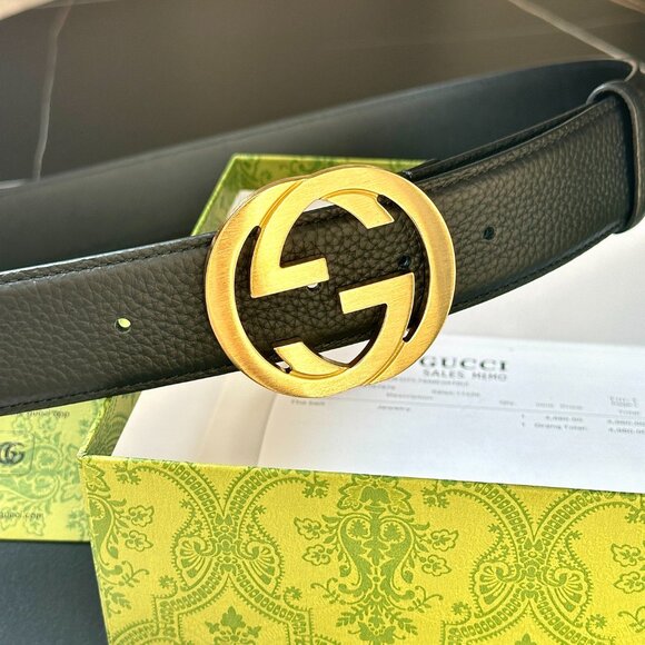 Gucci Interlocking Gold G Belt - Black new - Picture 4 of 6